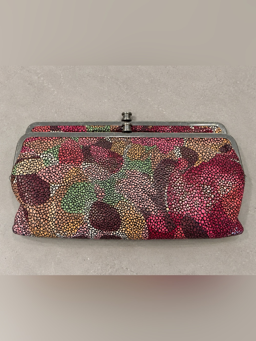 HOBO International Lauren Floral Leather Double Frame Clutch Wallet